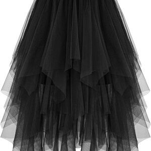 Women's Tulle Skirts High Low Layered Puffy Fairy Skirts Midi Length Irregular T